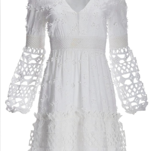 Boston Proper Mixed Media Short Dress in White - Picture 2 of 10